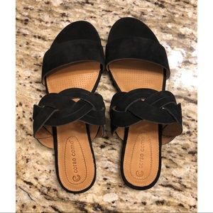 Corso Como Nordstrom Black Leather Slide Sandal
